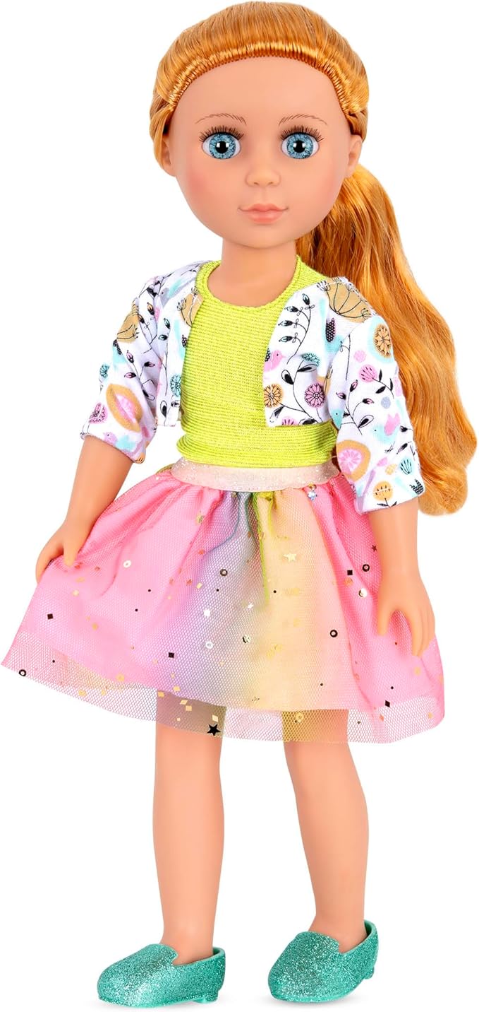 Glitter Girls – 14-Inch Doll Clothes - Shimmer Glimmer Floral Fashion Doll Clothes & Accessories – Urban Top, Flower Jacket & Tutu Skirt Outfit – for 3+ Years Year Old Girls