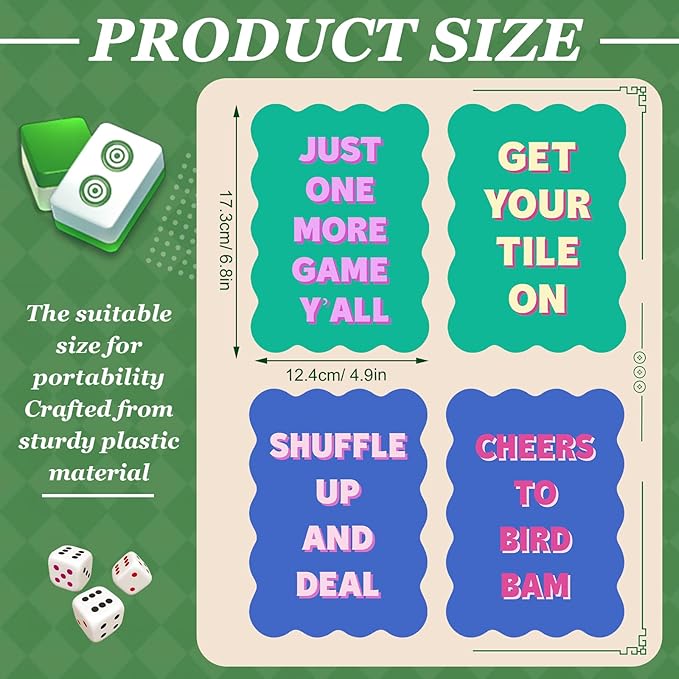 Soulchen 4 Pcs Mahjong Tile Mixer Shufflers for Mixing and Shuffling Tiles Plastic Mahjong Accessories Gifts for Lovers Games Decorative Printed Design (Blue & Green Style)