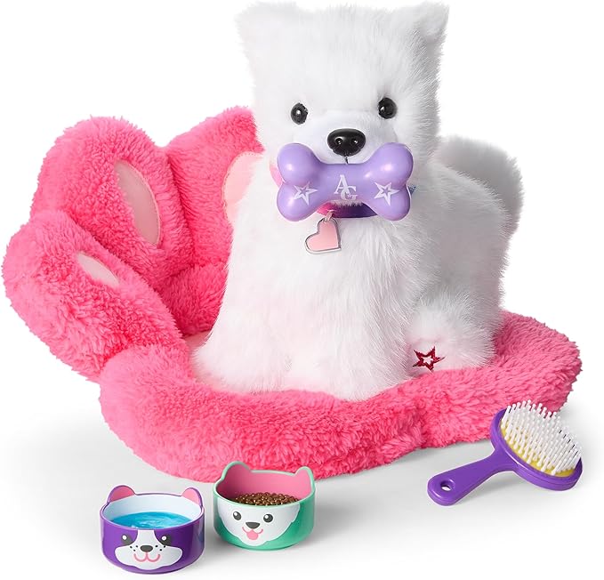 American Girl, Summer McKinny Girl of The Year 2025 Dog Accessories for 18-inch Doll Pets, with a Dog Bed, Dog Toy, pet Brush, and Bowls, Ages 6+