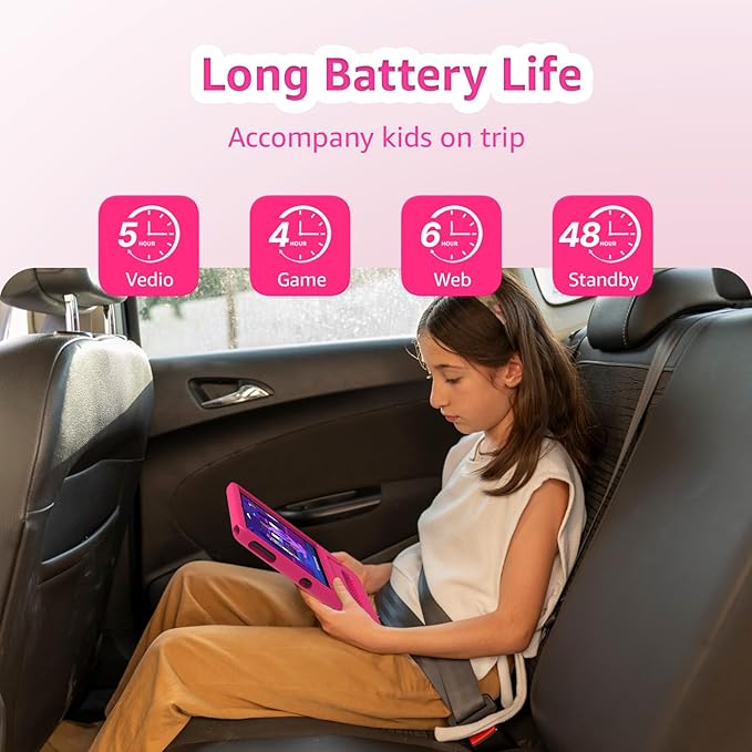 ApoloSign Kids Tablet, 10 Inch Tablet for Kids with Android 13, WiFi, BT5.0, Dual Camera, Pre-Installed Educational App, Parental Control, Shockproof Case for Boys Girls (Pink)