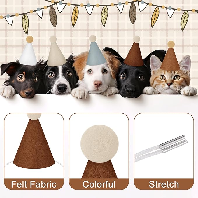 24 Pcs Mini Party Hat for Stuffed Animals Birthday Hat Decor for Doll Pets Dog Cat Rabbit Puppies Costume