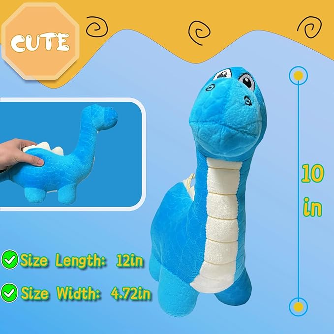 12'' Blue Brachiosaurus Plush Toys for Kids and Babies, Cute Dinosaur Stuffed Animals for Boys and Girls, Kawaii Dinosaur Plushies, Stuffed Animal Plush Toys for Dino Themed Party Decorations