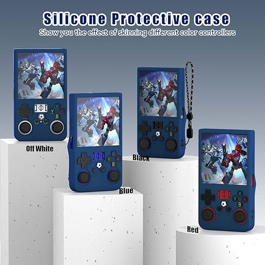FIOPAZ for R36MAX Silicone Protective Case, Soft Skin for R36 MAX Retro Handheld Game Console Accessories, Anti-Scratch Washable Only for R 36 MAX Sleeve with Lanyard (Blue)