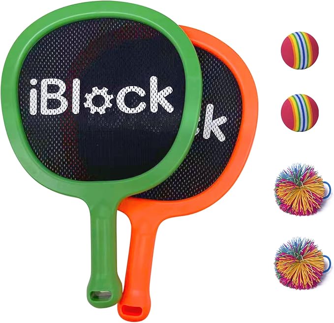Portable Paddles and Bouncy Balls Set for Kids or Adults’ Indoor Outdoor Activities, Sport Game for Beginner or Intermediate, Swing Racket in Beach Pool Backyard Playground Lawn Park or Court