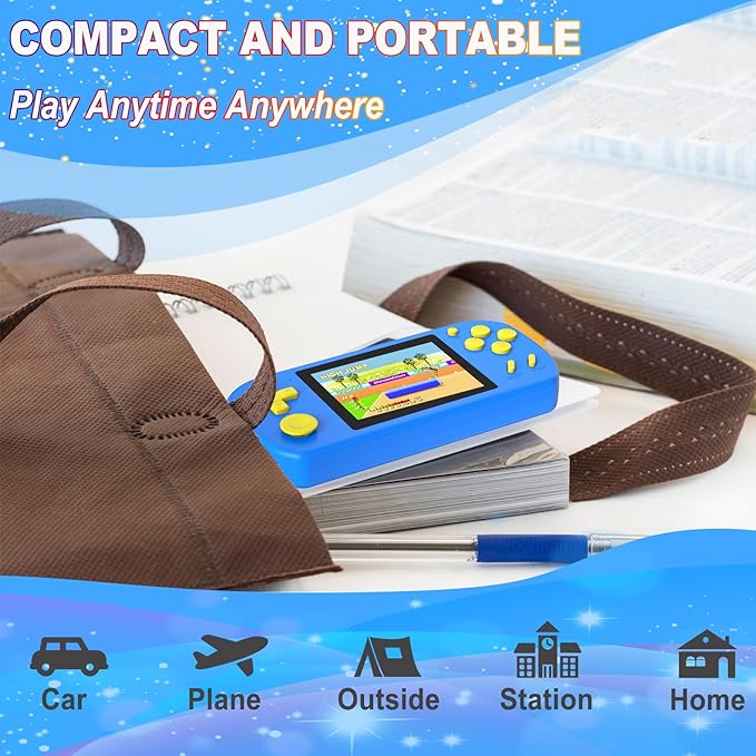 Great Boy Handheld Games for Kids with 218 Retro Video Game 3.0'' Color Screen Rechargeable Arcade Gaming Player,Birthday Xmas Gift (Blue)