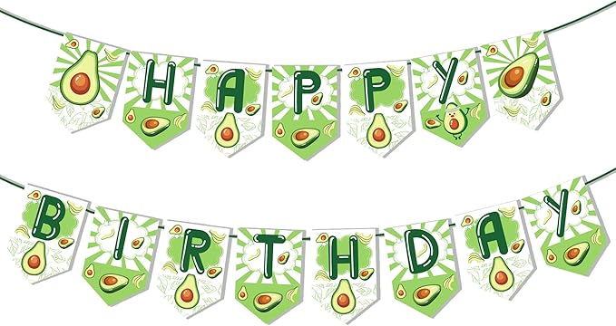 CC HOME 1pcs Avocado Theme Banner Party Supplies for Avocado Fruit Decorations Birthday Party Bunting Banner