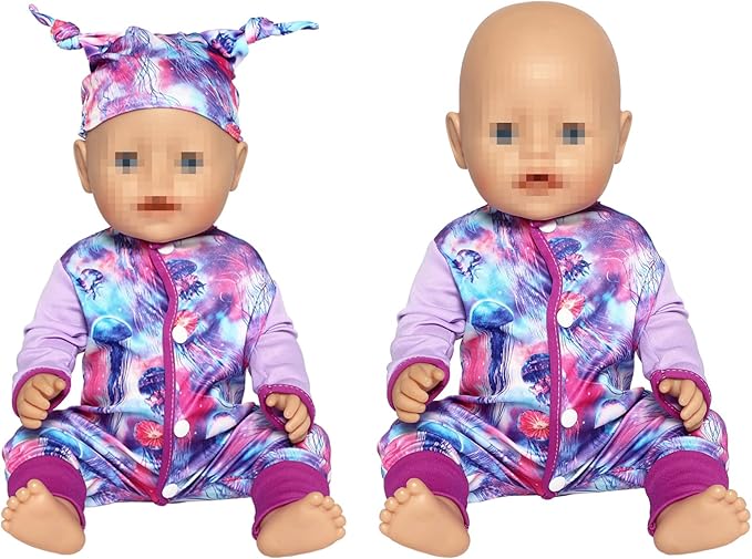 SOTOGO 5 Sets Doll Clothes Outfits Jumpsuits with Hats for 14 to 17 Inch New Born Dolls, American 18 Inch Dolls Clothes and Accessories