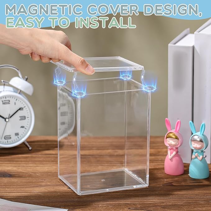 Acrylic Display Case for 4 Inch Figures, Comes with Magnetic Lid and Crystal Clear Case, 4mm Thick Crystal Acrylic Action Figures Protector(2 Pcs)