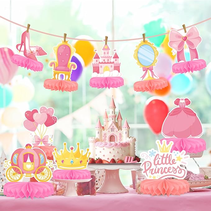 Princess Birthday Party Supplies - Princess Themed Honeycomb Centerpiece ，Table Decorations for Princess Themed Birthday Party Decorations