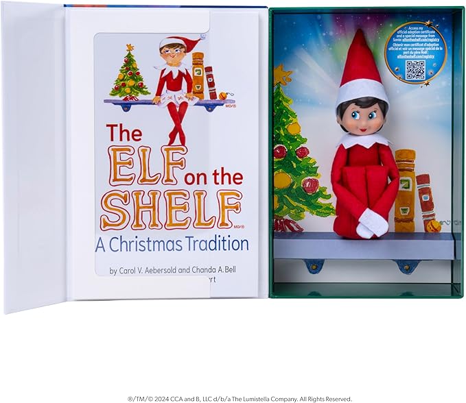 The Elf on the Shelf: A Christmas Tradition - Includes Artfully Illustrated Storybook, Keepsake Box and Official Adoption Certificate - Bilingual Packaging - Girl Scout Elf with Blue Eyes