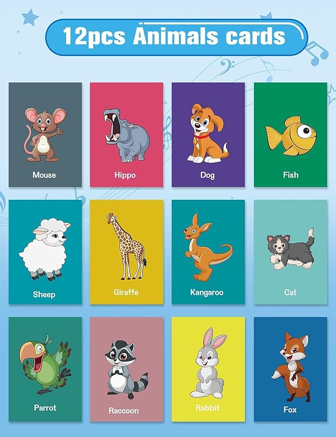 Baby Musical Learning Toys , Floor Piano Playmat for Toddlers with Animal Flash Cards Music Sound for Early Education Touch Keyboard Blanket Birthday for Baby Boys Girls