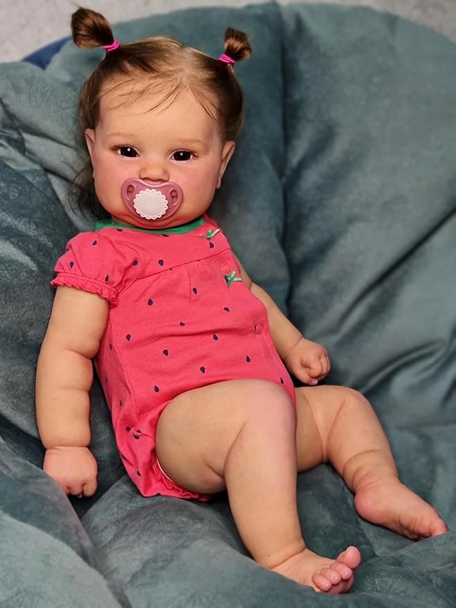 Anano Reborn Baby Dolls, 24 in Realistic Baby Doll Toddler Girl, Silicone Babys Doll Newborn, Real Life Babys Silicone Reborn Dolls, Lifelike Baby's Doll's with Accessories