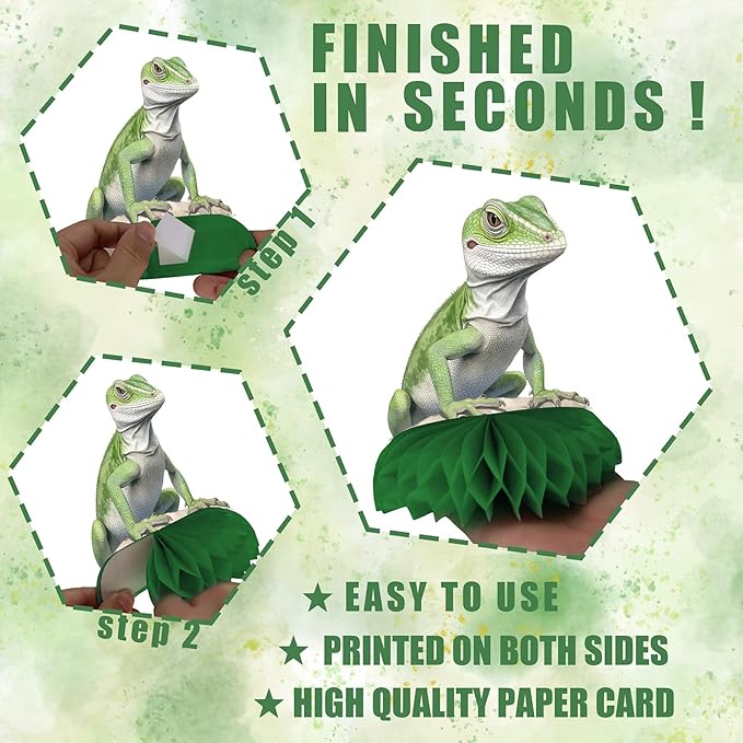 Reptile Party Centerpiece Set - Reptile Honeycomb Reptile Birthday Decorations and Reptile Table Toppers for Kids' Nature-Themed Birthday and Baby Shower Table Décor