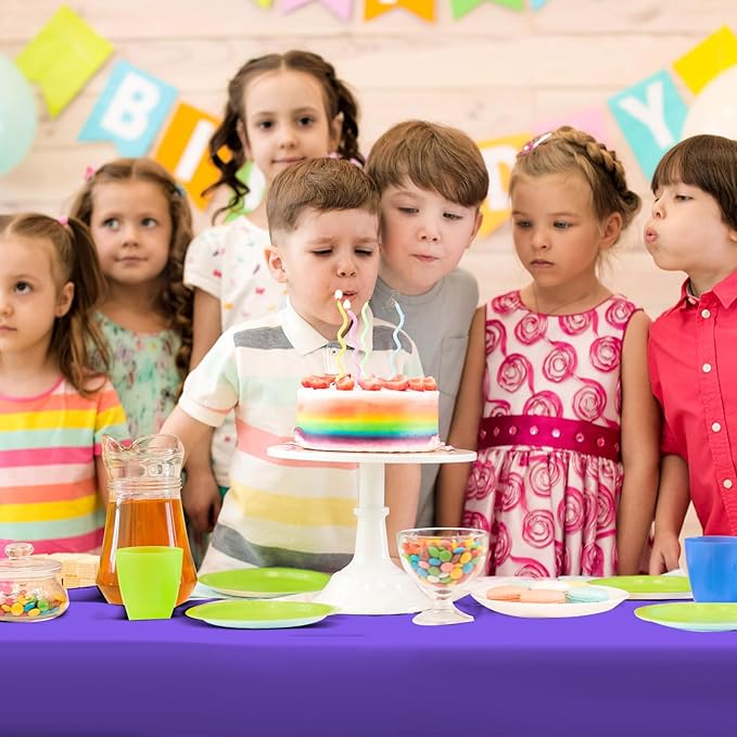 4 Pack Race Car Checkered Plastic Tablecloth 54 x 108 Inches Purple Green Truck Table Cover Black White Gingham Disposable Rectangle Table Cover for Birthday Party Outdoor Camping