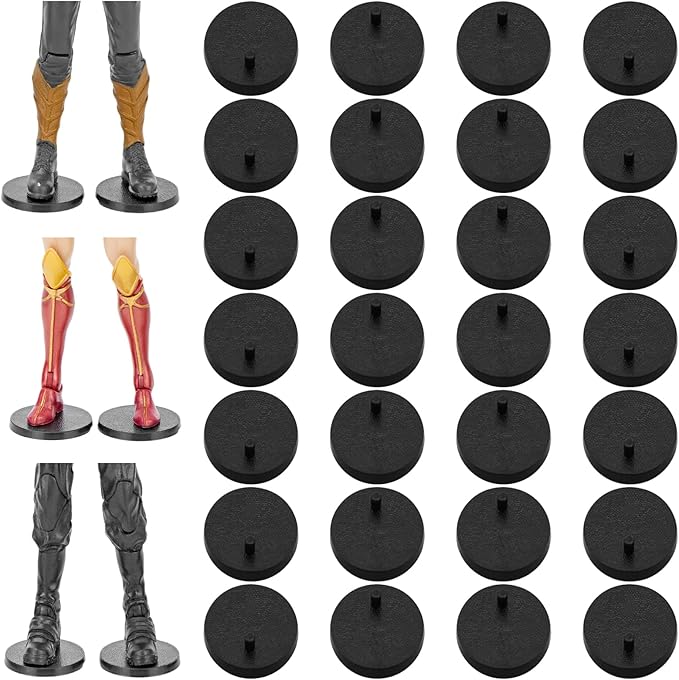 28PCS 6 Inch Action Figure Stand Display Bases with Peg Toy Organizer Holder Accessories Compatible with Mavel Legends Series/GiJeo Classified Series/D C/Mo tu Models 1/12 Figures, Black Round