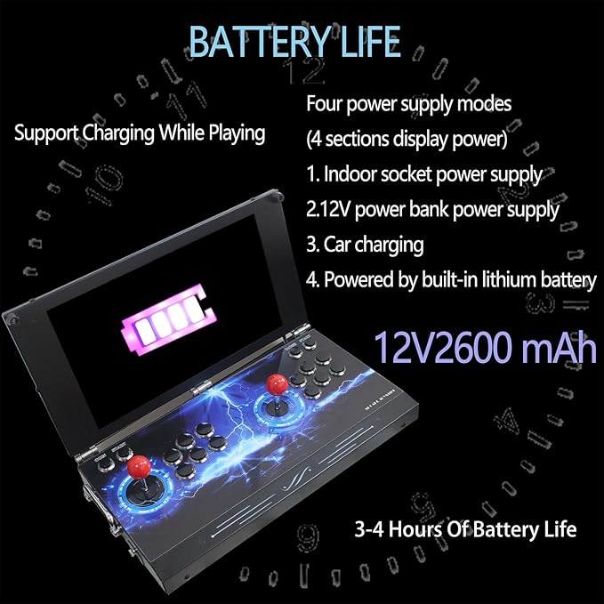 26800 in 1 Hand-held Portable Arcade Game Console 17.5-inch HD Screen Dual Players 3D Matal Box DX, Retro Video Game Machine Search/Hide/Save/Load/Pause Games (B 26800 70S)