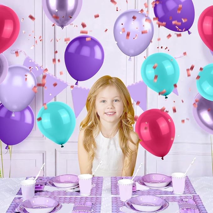 12 Inch Pink Teal Blue Purple Balloons for Girls Baby Shower Birthday Wedding Party Decoration
