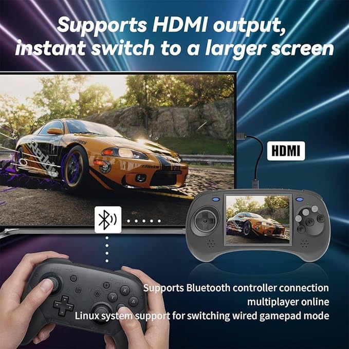 RG ARC D Retro Video Handheld Game Console Linux System RK3566 64Bit Game Player 4’’ IPS Screen 128GB Storage 3500 mAh Battery (Black)