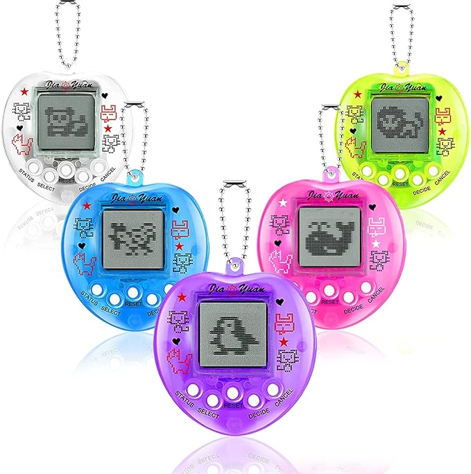 5 Pcs Virtual Pets, Cute Big Heart Shape,Virtual Electronic Digital Pets,168 Pets Retro Handheld Game Machine 5 Buttons Easier to Operate（Classic Color）