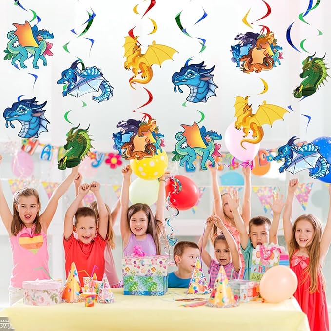 Jlemon Wings of fire Party Supplies 12*Hanging Swirls for wings of fire Birthday Decorations, Kids Boys and Girls for Birthday Party Decorations Happy Theme.