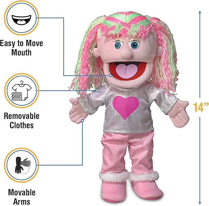 14" Kimmie, Pink Girl, Hand Puppet