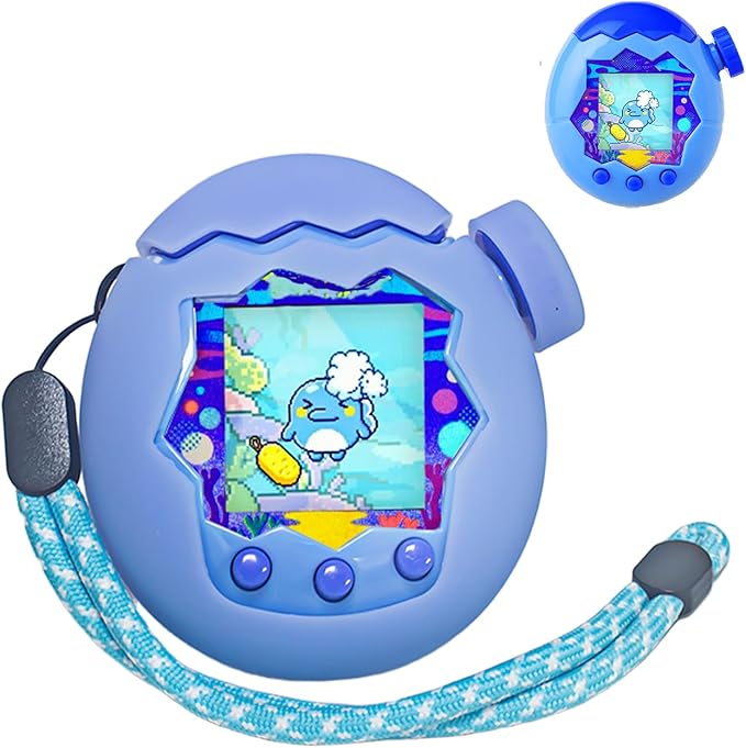 for Tamagotchi Paradise Case– Silicone Hard Shell Cover for Tamagotchi Paradise Electronic Pet,Waterproof Sweatproof Washable Shockproof Anti-Drop 360°Full Protection(Luminous Blue)
