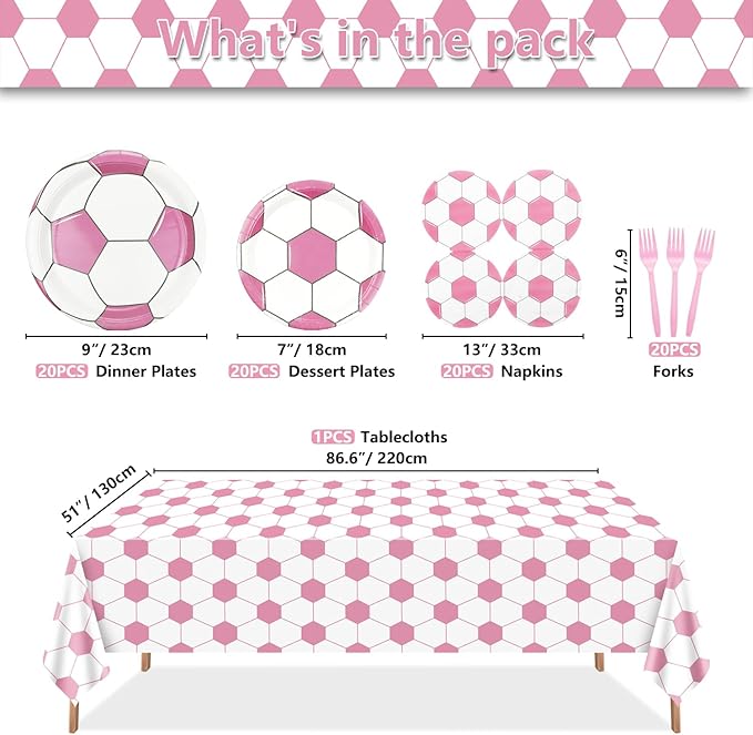 Soccer Party Decorations - 81 Pcs Party Supplies Including Soccer Plates, Napkins, Tablecloth for Kids Fan Sports Event Game Day Party Supplies, Serve 20