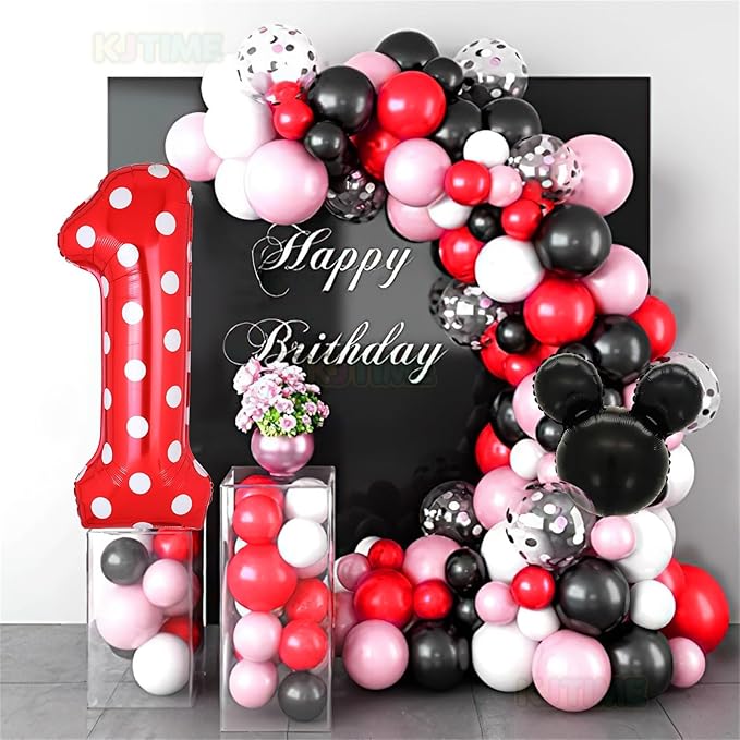 40 Inch Number 1 Foil Balloon Red Polka Dot for 1st Birthday Kids Balloons Party Supplies Decorations