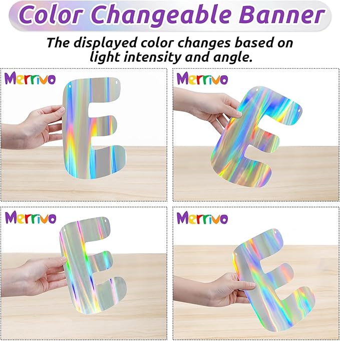 Iridescent The Beginning of a New Chapter Banner, Holographic Pre-Strung Party Decoration for Graduation, Farewell, Going Away, Retirement