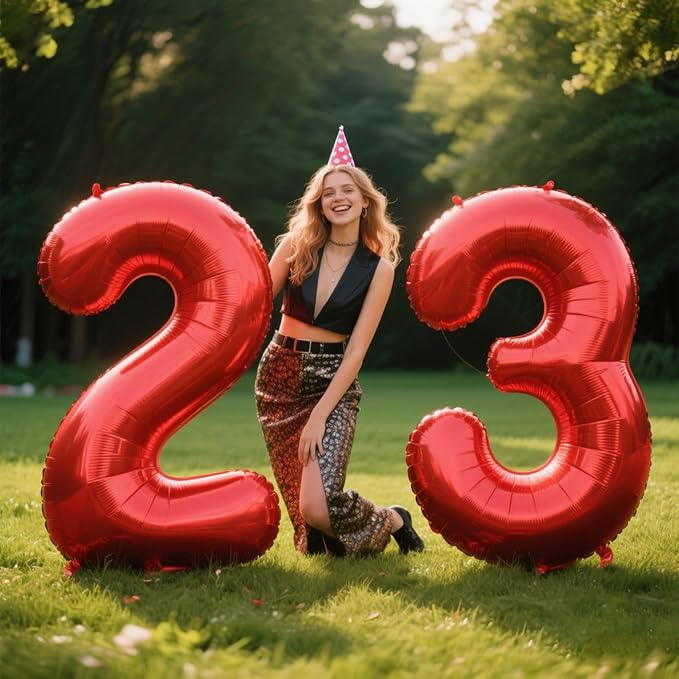 40 Inch Red Number 23 Digital Balloon,Jumbo Mylar Foil Helium Balloon for 23 Balloons for Birthday Party,Wedding Anniversary Party Decorations