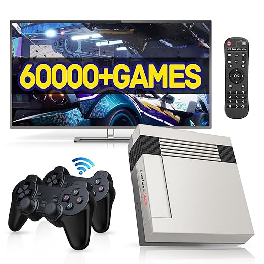 Kinhank Super Console Cube X3 Built-in 65,000+ Games,Retro Video Game Console Compatible with 60+ Classic Emulators,EmuELEC 4.5 Game System+Android TV 9.0,S905X3 Chip,8K Output,Up to 5 Players