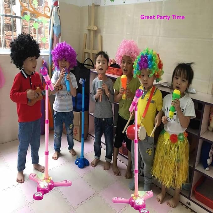 Kids Karaoke Machine with Stand,Karaoke Machine Kid,Kids Microphone with Flashing Stage Lights Adjustable Stand Gift for Children