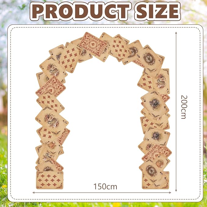 Preboun Wonderland Tea Party Decoration 6.56 x 4.9 ft Vintage Poker Cards Door Banner Wonderland Garland Photo Props Background for Birthday Baby Shower Tea Party Supplies