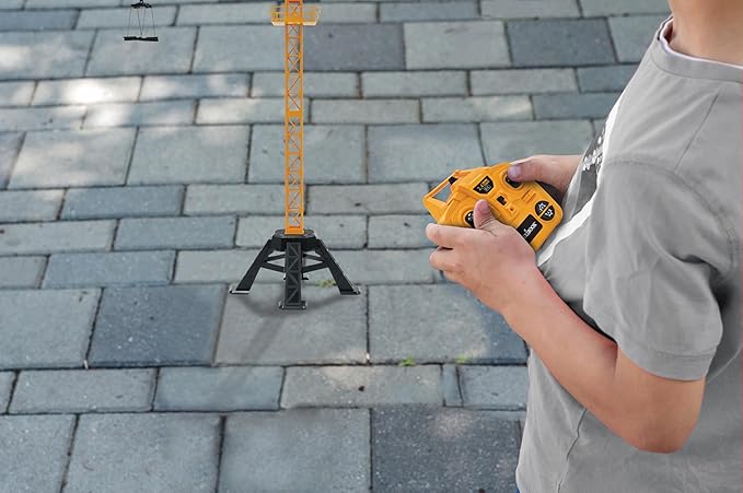 LEXiBOOK, Crosslander® Pro, RC Crane, Remote-Controlled Tower Crane, Height 4.20 ft, Lifts up to 1.10 lb, Multidirectional, Sound and Light Effects, Yellow, RCP35