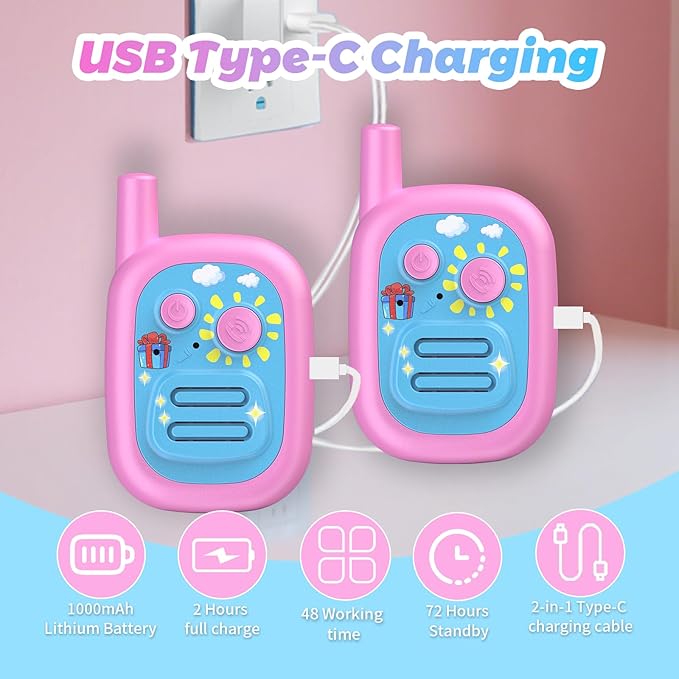 Walkie Talkies for Kids 3 Pack,3 Miles Family Walky Talky Children Radio Long Range,22 Channels Kids walkie talkies with VOX Function,3-12 Years Old Boys Girls Xmas Birthday (Pink 001)