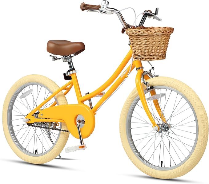 Petimini Vintage Kids Bike for Girls, 12–20 Inch Classic Bicycle with Wicker Basket & Bell, High Tensile Steel Frame, Training Wheels (12–18”), 85% Pre-Assembled, Retro Bike for Outdoor Riding