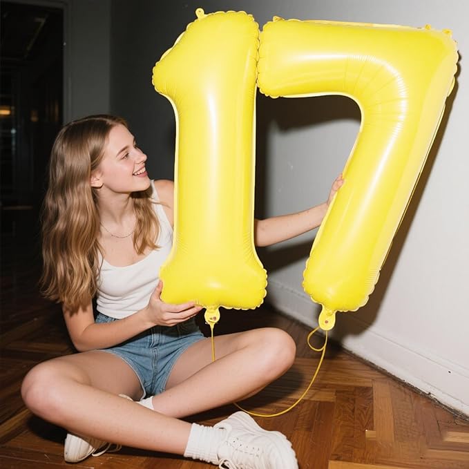 40 Inch Macaron Yellow Balloon Number 7 First Birthday Jumbo Mylar Foil Helium Balloon for 17 27 37 Birthday Digital for 70th Party Wedding Anniversary Party Decorations