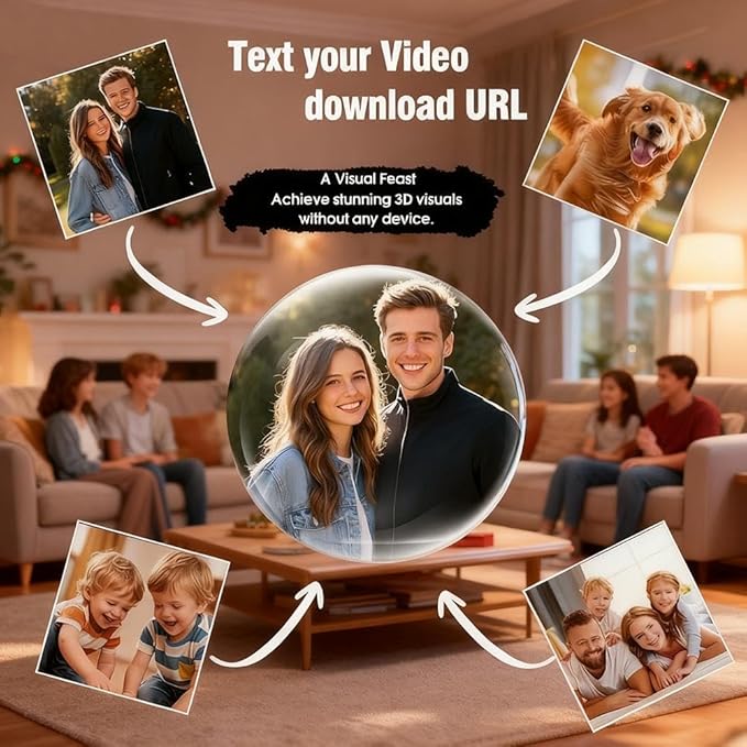 2.76" Crystal Ball Video Player, 2026 New 3D Memory Orb Ball Digital Display Memory Sphere Lamp with Sound, Uploadable Videos&Photos, Personalized Gift for Birthday Anniversary Xmas Valentine's Day