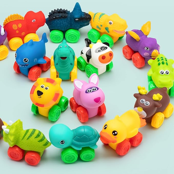 JOYIN Animal Cars, Soft Rubber Car Set Toy, Baby Mini Vehicles, Bath Toy Car for Boys and Girls, Summer Beach and Pool Activity Gift, Party Favors for Kids, Easter Basket