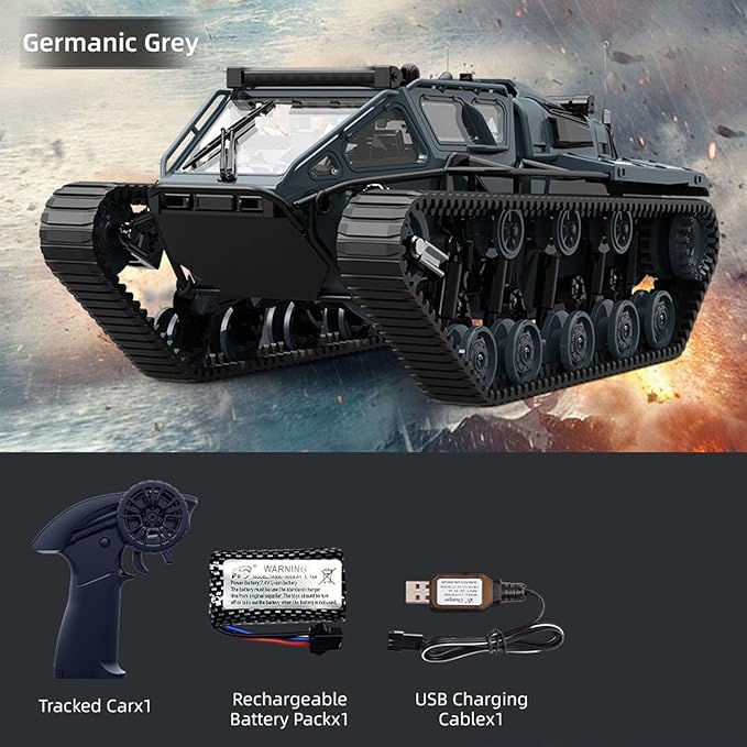 1/18 2.4G RC Tracked Off Road Vehicle C8812 Wireless Remote Drifting Car 360 Rotation LED Lights Battery Dual Motor RTR Model Hobby Grade Model for Adult Hobby(Gray)