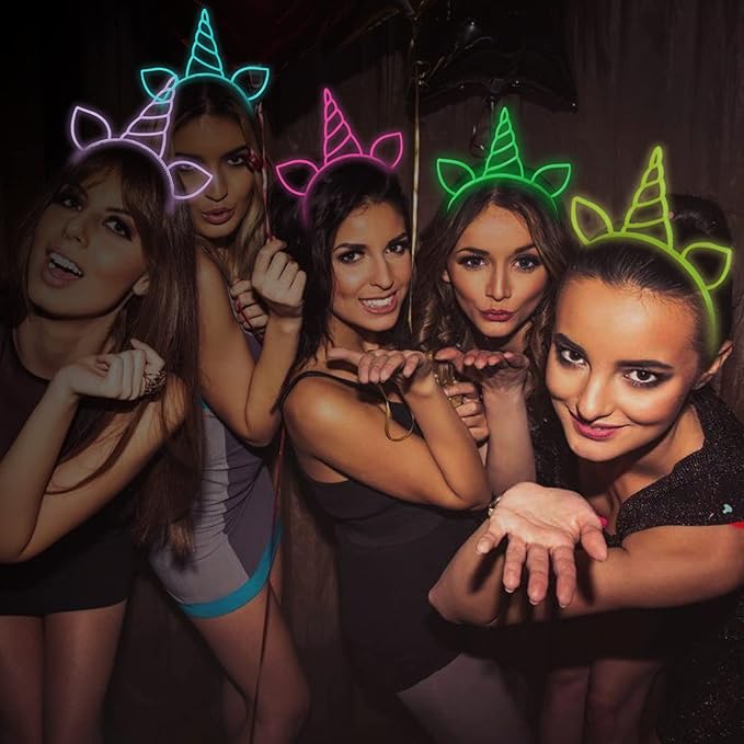 Glow in The Dark Party Supplies Cat Ear Crown Heads for Birthday Party Halloween Party