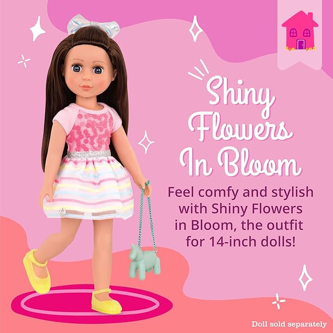 Glitter Girls – 14-Inch Doll Clothes – Shiny Flowers in Bloom Outfit – Toys, Clothes & Accessories for Girls 3 – Year – Old & Up , Pink