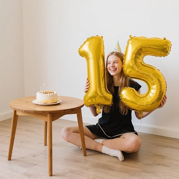 40 Inch Gold Balloon Number 5 Balloon Jumbo Mylar Foil Helium Balloon for 15 25 35 50 Big Giant Jumbo Huge Foil Mylar Balloons 55th 65th Birthday Balloons Men Women Party Decorations