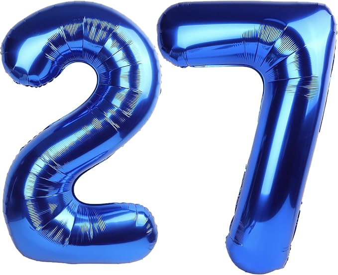 40 Inch Navy blue Number 27 Digital Balloon,Jumbo Mylar Foil Helium Balloon for 27 Balloons for Birthday Party,Wedding Anniversary Party Decorations