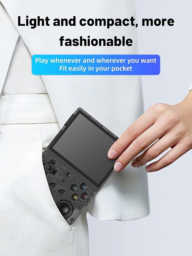 RG353VS Retro Handheld Game Console with Linux System RK3566 Chips 3.5 Inch IPS Screen with 64G TF Card 4452 Games Support 5G WiFi 4.2 Bluetooth(RG353VS-Transparent Black)