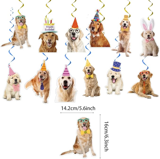 24 Pcs Golden Retriever Hanging Decorations Golden Retriever Hanging Swirls Ceiling Swirls Golden Retriever Birthday Party Supplies for Golden Retriever Party Decorations Dog Decorations