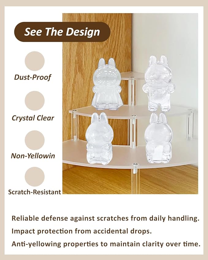 Sitting Collectible Case - Hard PVC Travel Protector with Strap Compatible for 15cm Seated LABUBU(5.9 INCH)