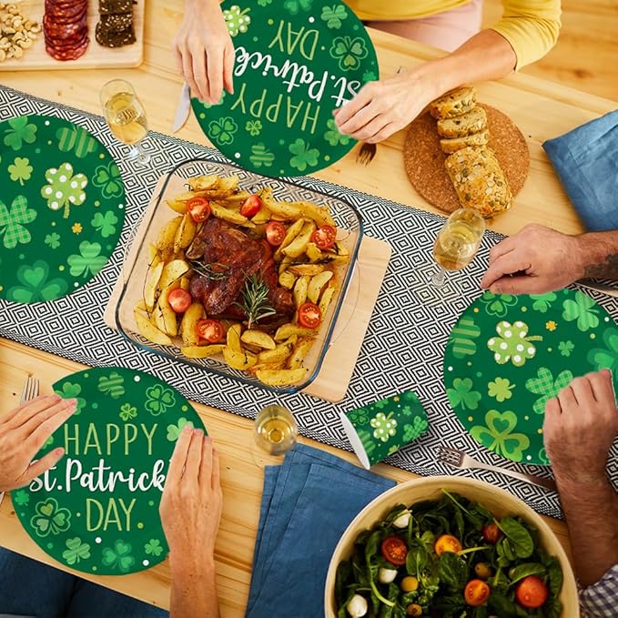 140Pcs Happy St. Patrick's Day Party Supplies Clover Plates and Napkins St. Patrick's Day Party Decorations Green Paper Plates Irish Festival Dinner Plates, Serve for 20 Guest