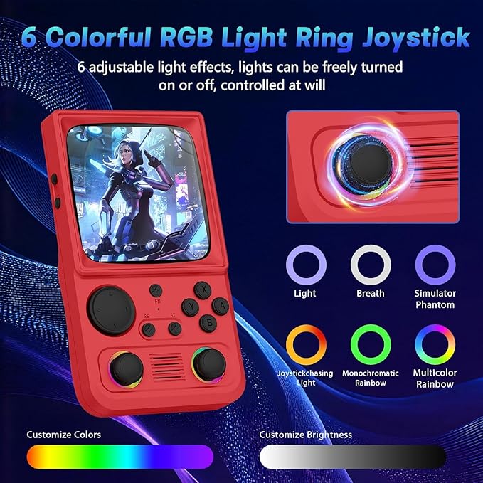 R36TMAX Retro Handheld Game Console, Portable Retro Gaming Console with 4.0” CRT-Inspired Screen, 4000mAh Arcade Classics, Supports Multiple Emulators, WiFi Network Battling, 64GB (Red)