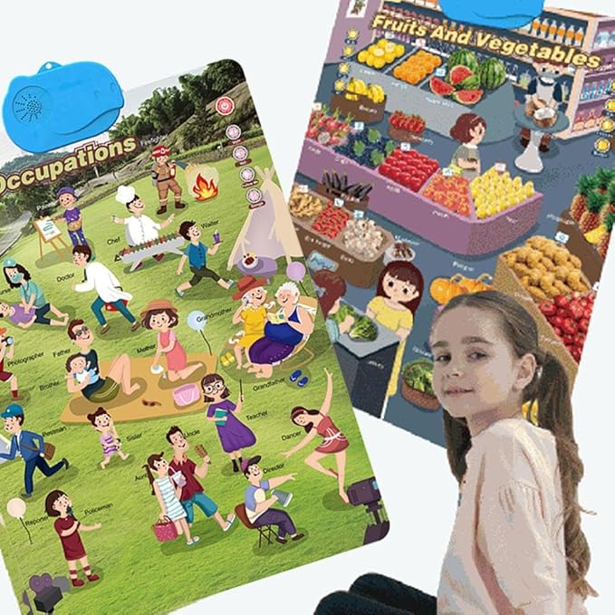 Electronic Alphabet Wall Chart,Kids Interactive Educational Wall Chart Talking Toy,Kids Learning Poster for Toddler Age 3 4 5+,Interactive Educational Toddler Toy, Xmas Birthday Gifts (Ocean World)